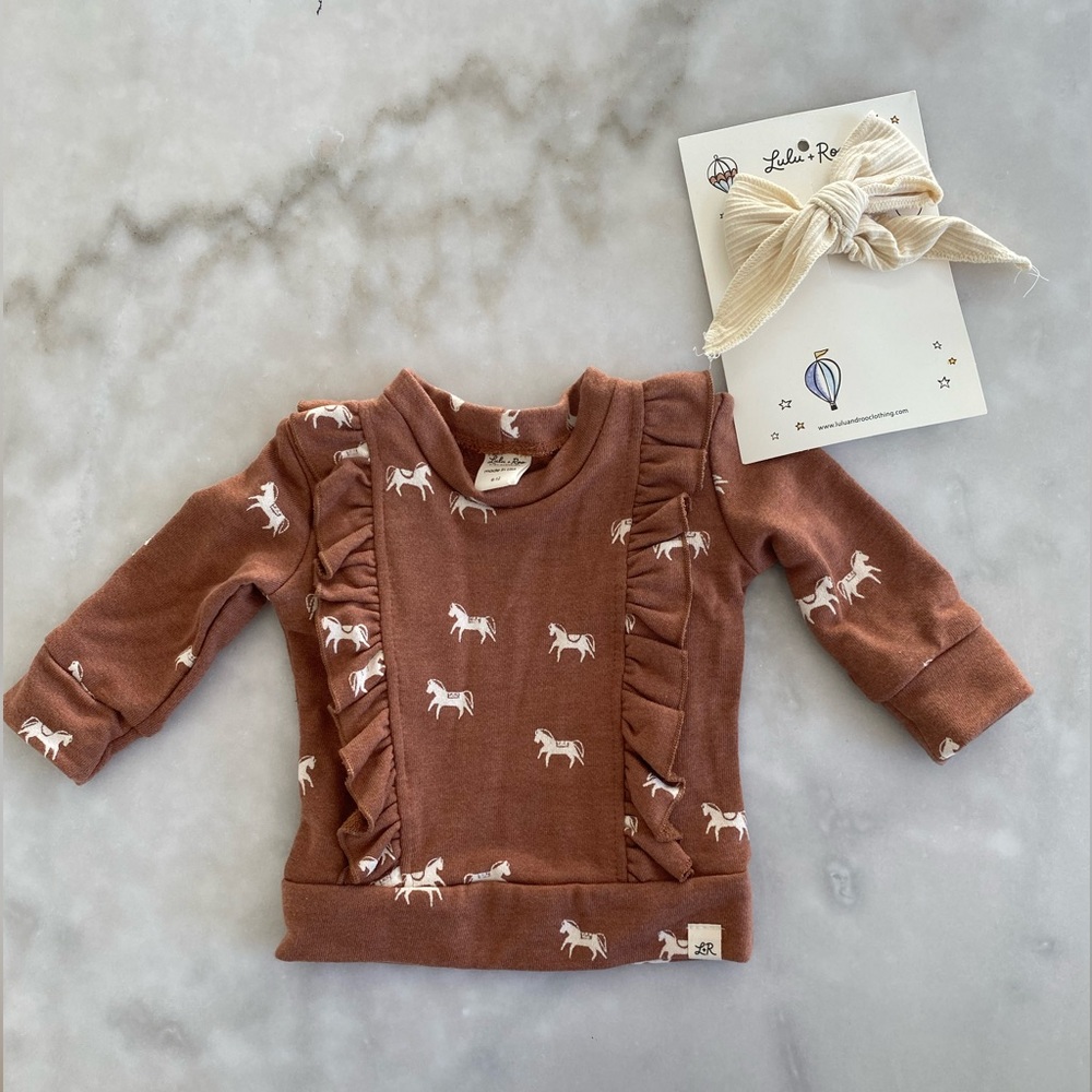 New! Baby girl Lulu and roo horse sweatshirt with bow! 6-12 months